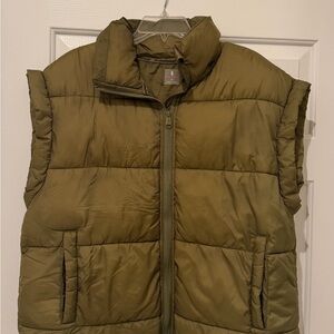 Free People Movement In a Bubble Puffer Vest Dusted Military